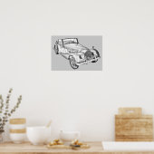 1964 Morgan Plus 4 Sportauto Illustratie Poster (Keuken)