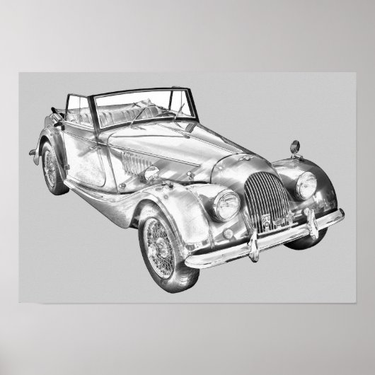 1964 Morgan Plus 4 Sportauto Illustratie Poster (Voorkant)