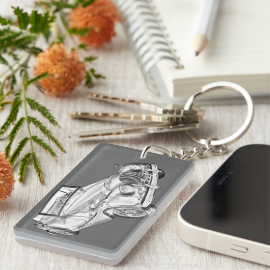 1964 Morgan Plus 4 Sportauto Illustratie Sleutelhanger (Voorkant Rechts)