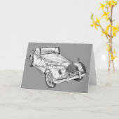 1964 Morgan plus de Illustratie van 4 Sportwagen Kaart (Gele Bloem)