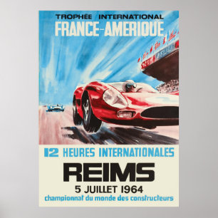 1964 Reims 12 uur Internationaal Frankrijk Amerika Poster