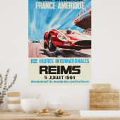 1964 Reims 12 uur Internationaal Frankrijk Amerika Poster (Keuken)