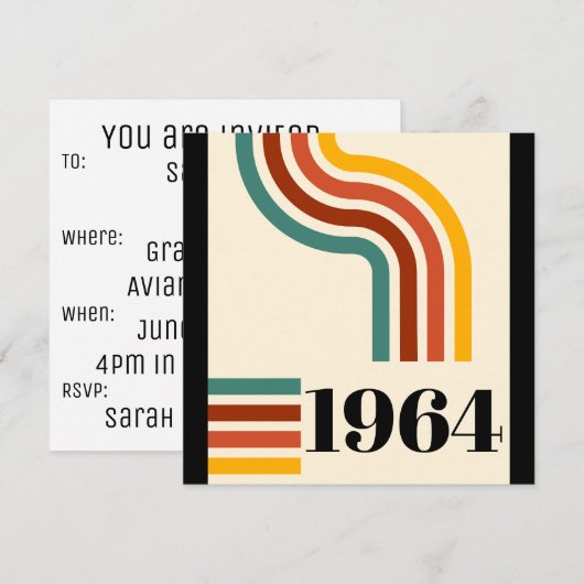 1964 Retro Stripe Vintage Poster Kaart (Voorkant / Achterkant)