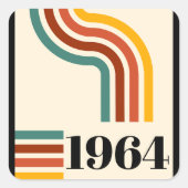 1964 Retro Stripe Vintage Poster Vierkante Sticker (Voorkant)