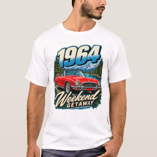 1964 Rood Klassieke Cabriolet Vintage Sportwagen T-shirt