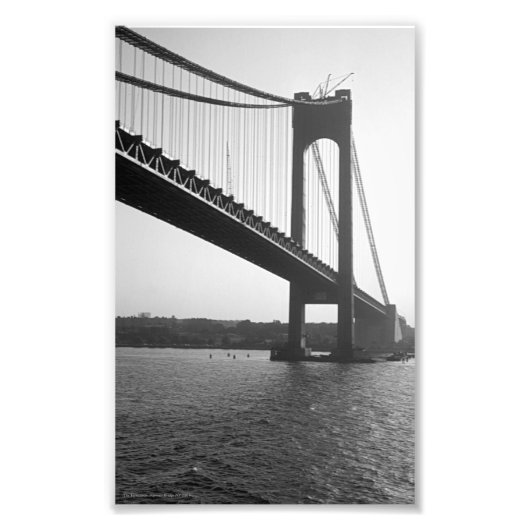 1964 Verrazano- Narrows Bridge New York Suspension Foto Afdruk (Voorkant)