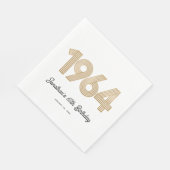 1964 Wit Zwart Faux Goud 60e Verjaardag Servet (Hoek)