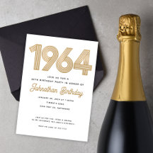 1964 Witte Zwarte Nep Gouden Verjaardagsuitnodigin