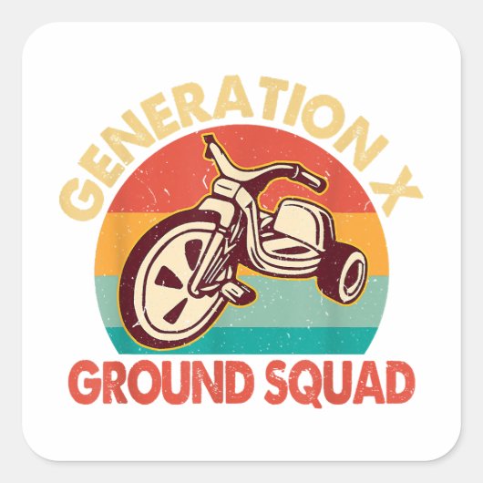 1965-1980 Generatie Gen X Generatie X Ground Squ Vierkante Sticker (Voorkant)