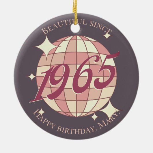  1965 60ste verjaardag retro paarse keramisch ornament (Achterkant)