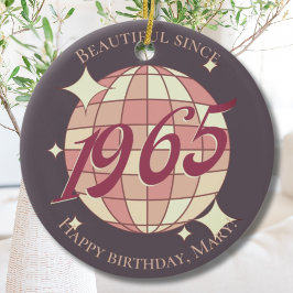  1965 60ste verjaardag retro paarse keramisch ornament
