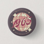  1965 60ste verjaardag retro paarse ronde button 3,2 cm (Voorkant)
