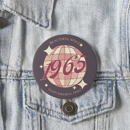  1965 60ste verjaardag retro paarse ronde button 3,2 cm