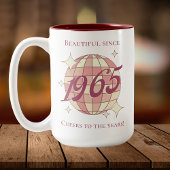  1965 60ste verjaardag retro paarse tweekleurige koffiemok