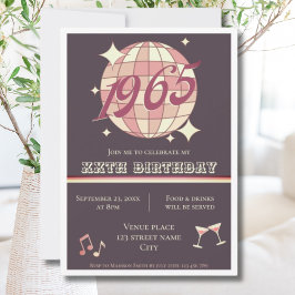  1965 60ste verjaardag retro paarse Uitnodiging