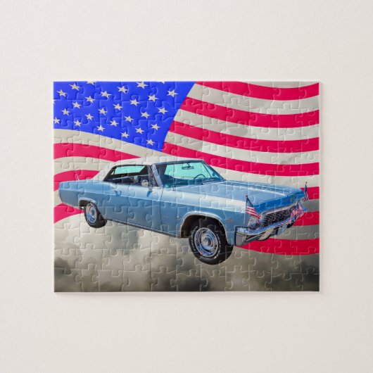 1965 Chevy Impala 327 met Amerikaanse vlag Legpuzzel (Horizontaal)