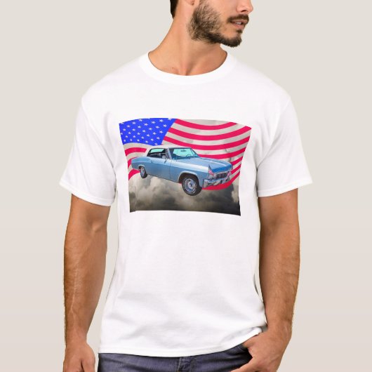 1965 Chevy Impala 327 met Amerikaanse vlag T-shirt (Voorkant)