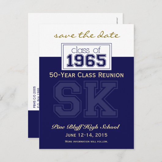 1965 Custom Class Reunion Save-the-Date Aankondigingskaart (Voorkant / Achterkant)