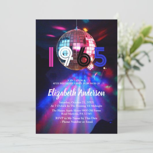 1965 Disco Ball 60ste verjaardag Uitnodiging (Staand voorkant)