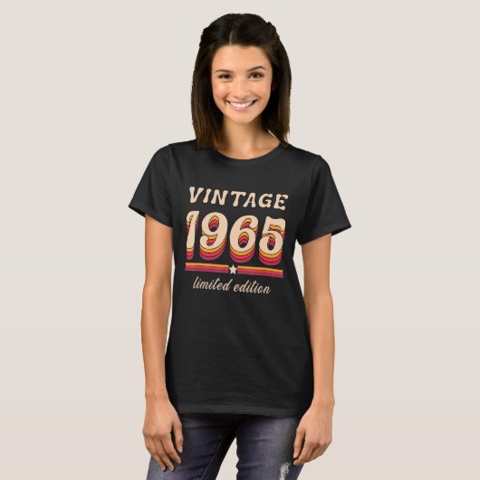 1965  geboorte, vogeldag, retro Bday T-shirt (Voorkant volledig)