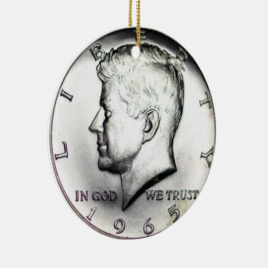 1965 Kennedy Half Dollar Ornament. Keramisch Ornament (Rechts)