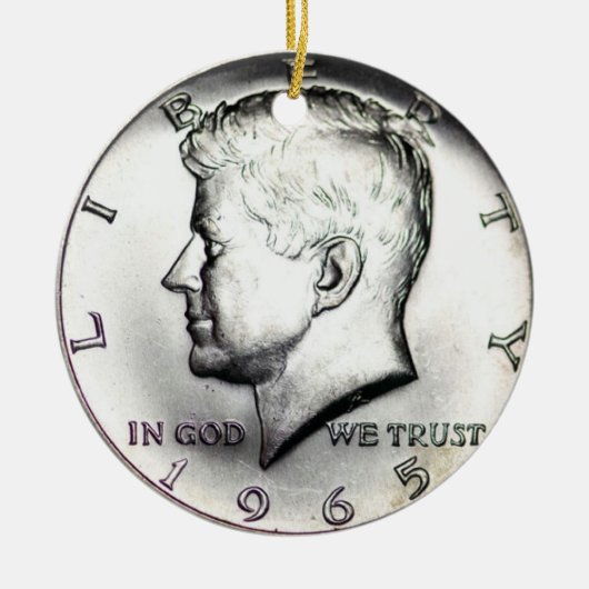 1965 Kennedy Half Dollar Ornament. Keramisch Ornament (Voorkant)
