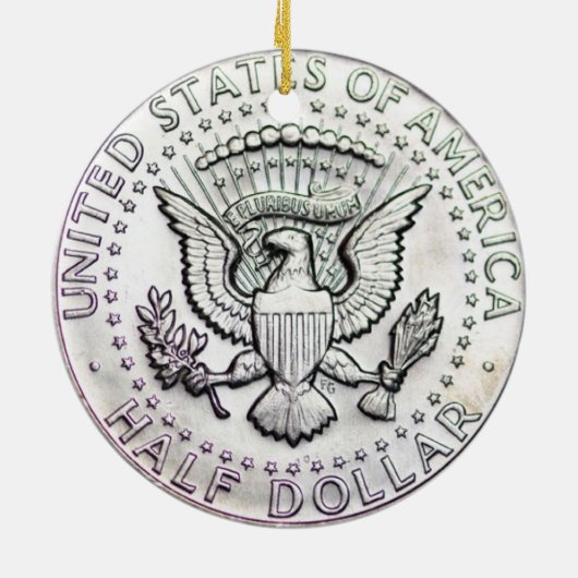 1965 Kennedy Half Dollar Ornament. Keramisch Ornament (Achterkant)
