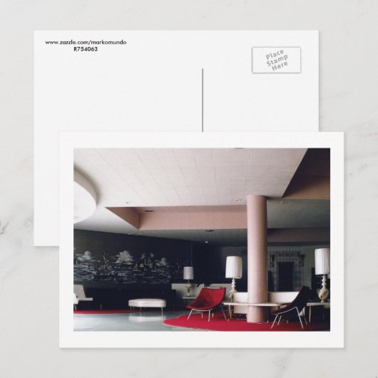1965 Mid Century Modern Hotel Lobby Briefkaart (Voorkant / Achterkant)