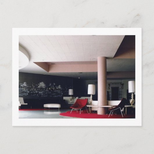 1965 Mid Century Modern Hotel Lobby Briefkaart (Voorkant)