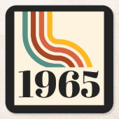 1965 Retro Stripe Vintage Poster Kartonnen Onderzetters (Voorkant)