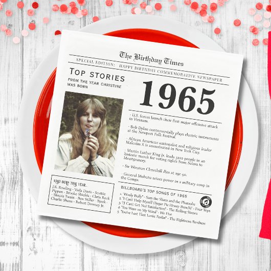 1965 Verjaardag Trivia Servet