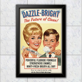 1965 Vintage Dazzle-Bright Tandpasta Reclame Poster