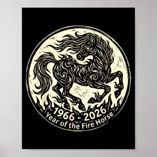 1966 2026 jaar van het vuurpaard Chinese zodiak Poster