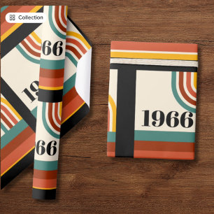 1966 60e verjaardag Retro streep Vintage Cadeaupapier
