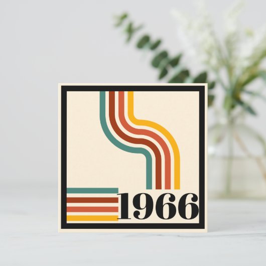 1966 60e verjaardag Retro streep Vintage Kaart (Staand voorkant)
