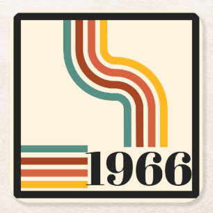 1966 60e verjaardag Retro streep Vintage Kartonnen Onderzetters