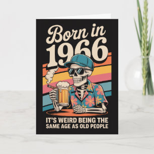 1966 60e verjaardag skelet vreemd wezen oud kaart