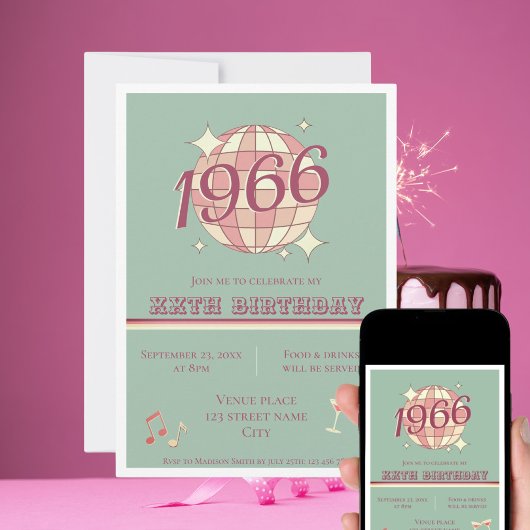 1966 60ste verjaardag blauwgroen blauw ret Invita Kaart