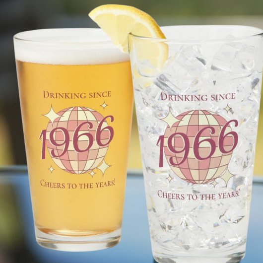  1966 60ste verjaardag retro paarse biertje glas