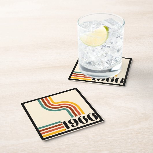 1966 60th Birthday Retro Stripe Vintage  Kartonnen Onderzetters (Insitu)