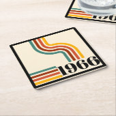 1966 60th Birthday Retro Stripe Vintage  Kartonnen Onderzetters (Schuin)