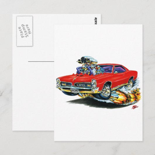 1966-67 GTO Red Car Briefkaart (Voorkant / Achterkant)