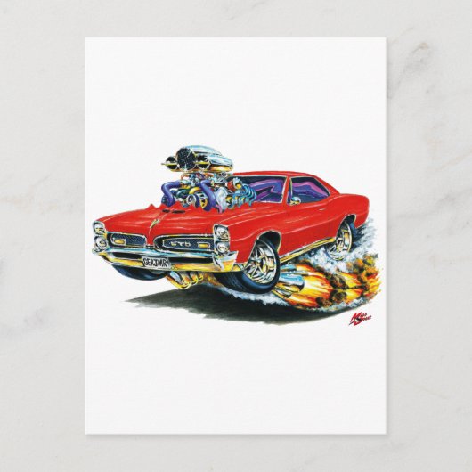 1966-67 GTO Red Car Briefkaart (Voorkant)