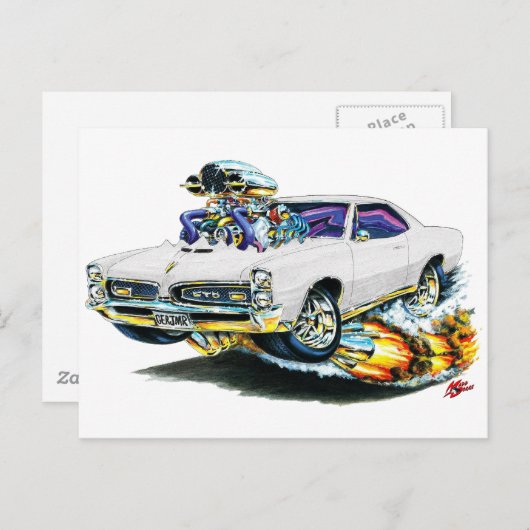 1966-67 GTO witte auto Briefkaart (Voorkant / Achterkant)