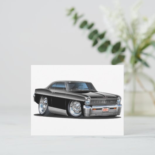 1966-67 Nova Black Car Briefkaart (Staand voorkant)