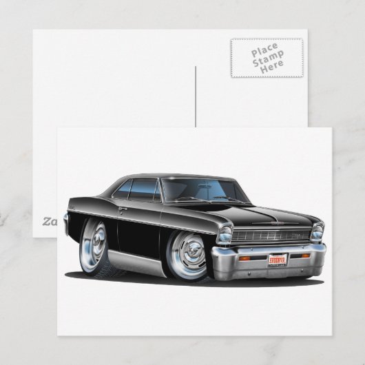 1966-67 Nova Black Car Briefkaart (Voorkant / Achterkant)