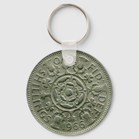 1966 Britse sleutelhanger met twee shilling (Voorkant)