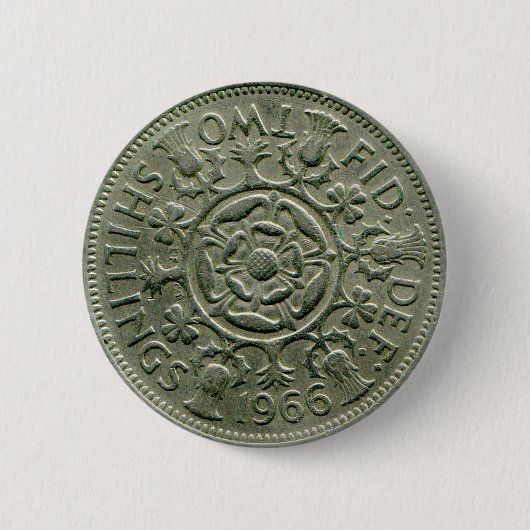 1966 Britse twee shilling-knop Ronde Button 5,7 Cm (Voorkant)
