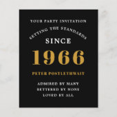 1966 Budget 60th Birthday Invitation Black Gold Flyer (Voorkant)