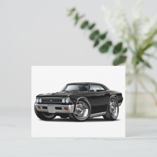 1966 Chevelle Black Car Briefkaart (Staand voorkant)